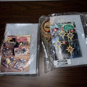 needlecraft shop plastic canvas KitsChristmas Mice And Stars Of Promise Lot Of 2
